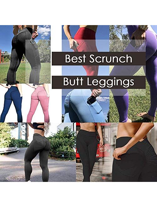 A AGROSTE Women's Yoga Pants High Waist Scrunch Ruched Butt Lifting Workout Leggings Sport Fitness Gym Push Up Tights