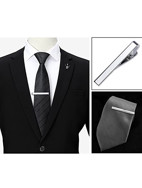 Viaky Classic Style Men's Tie Clips, Neck Ties Necktie Bar Pinch Clip with Gold Silver Black 3 Tone, Best Gifts for Your Father, Lover and Friends in Xmas, Anniversary, W