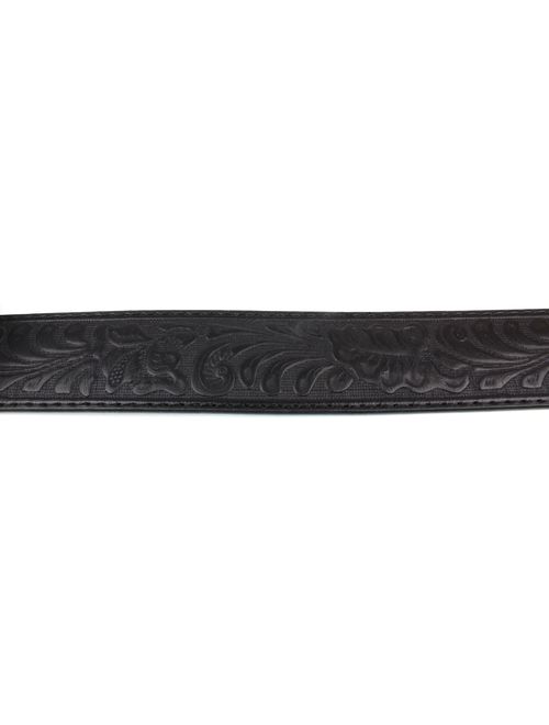 Leather Belt Strap with Embossed Western Scrollwork 1.5