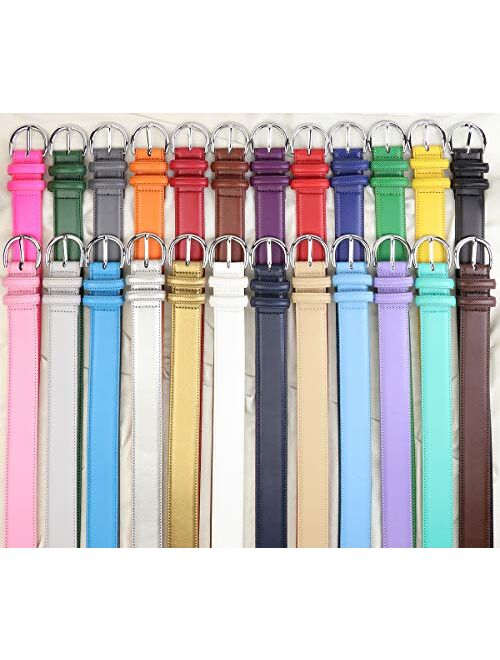 Falari Women Genuine Leather Belt Fashion Dress Belt With Single Prong Buckle 6028-31 Colors