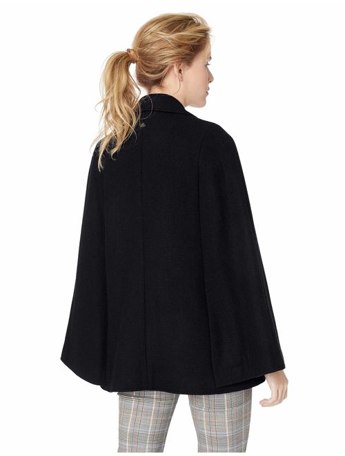 Calvin Klein Women's Wool Cape with Large Double Breasted Buttons, and Notched Collar