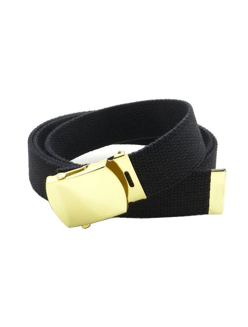 Canvas Web Belt Military Style with Brass Buckle and Tip 54