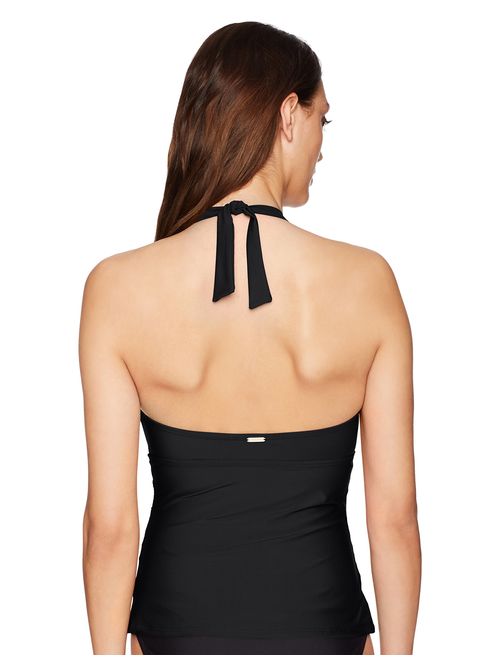 Calvin Klein Women's Solid Halter Tankini Swimsuit with Removable Soft Cups