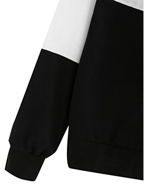 SweatyRocks Women's Color Block Lightweight Long Sleeve Pullover Hoodie