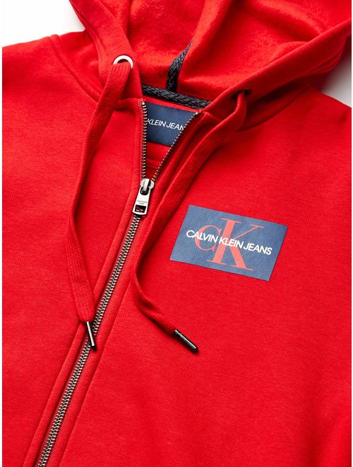 Calvin Klein Men's Monogram Logo Full-Zip Hooded Sweatshirt
