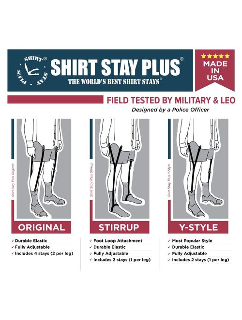 World's Best Shirt Stays from Shirt Stay Plus - Made in USA (Y-Style, Select Series)