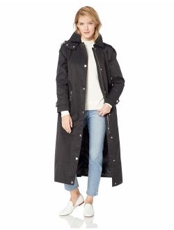 Women's A-Lined Maxi Length Cotton Rain Coat with Hood