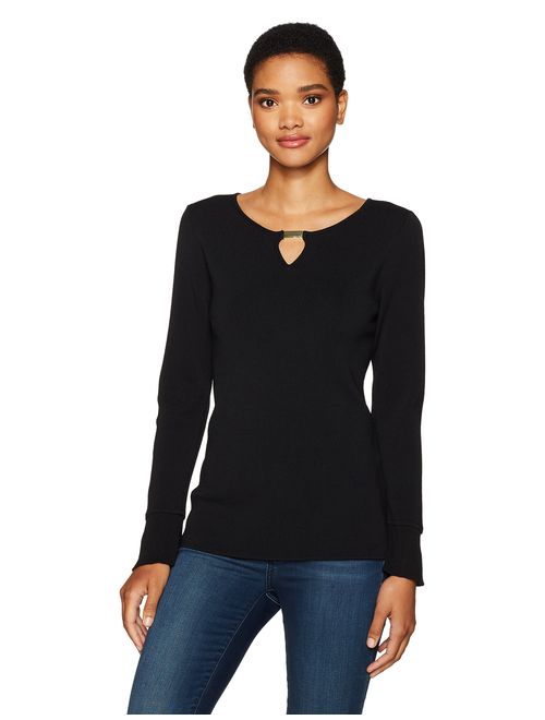 Calvin Klein Women's Flare Sleeve Sweater with Bar Hardware