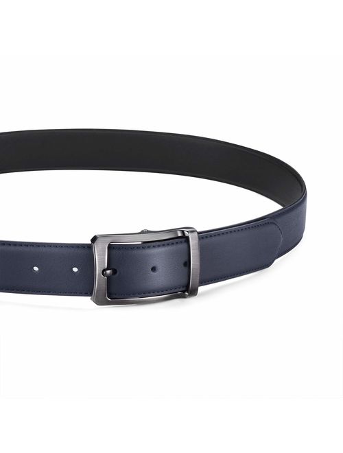 Belt for Men, Bestkee Men's Leather Belt Reversible and Adjustable, Genuine Leather Mens Dress Belt with Rotated Buckle