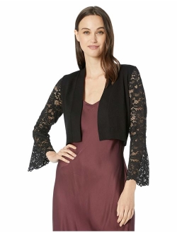 Women's Open Knit Shrug with Lace Sleeves