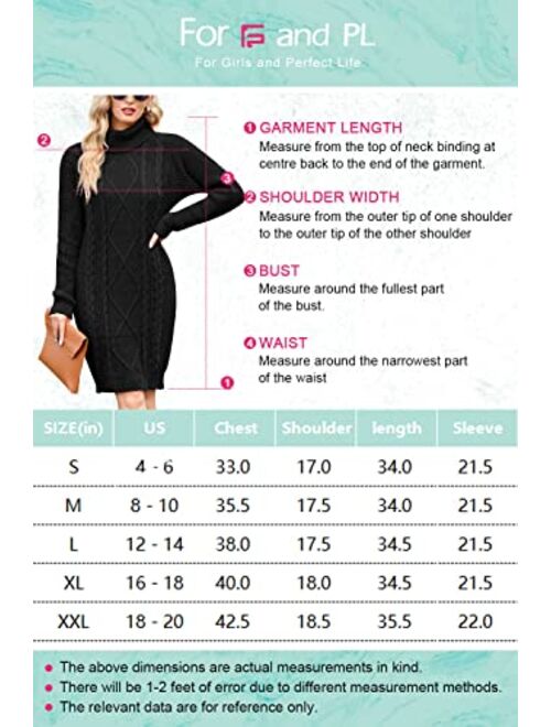 For G and PL Women's Cable Knit Turtleneck Sweater Dress