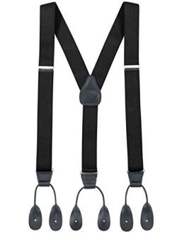 Suspender for Men Y-Back Leather Trimmed Button End Tuxedo Suspenders Many colors and designs