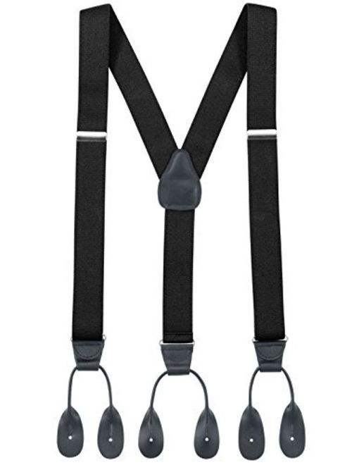 Hold'Em Suspender for Men Y-Back Leather Trimmed Button End Tuxedo Suspenders Many colors and designs