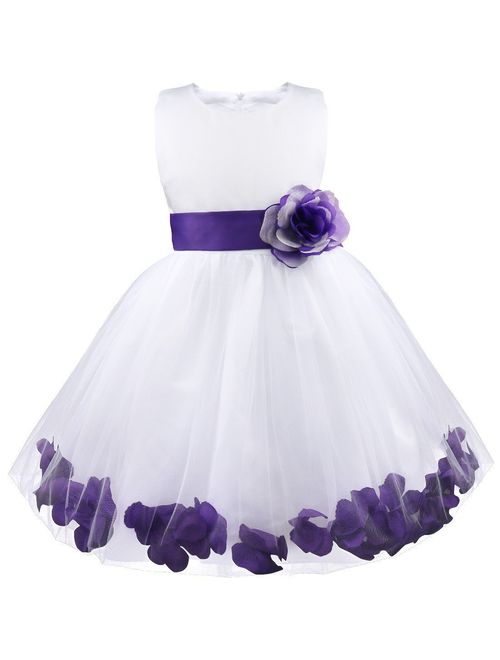 iEFiEL Kids Wedding Party Bowknot Petals Flower Girl Dress Junior Prom Pageant Party Gown