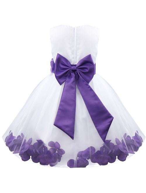 iEFiEL Kids Wedding Party Bowknot Petals Flower Girl Dress Junior Prom Pageant Party Gown