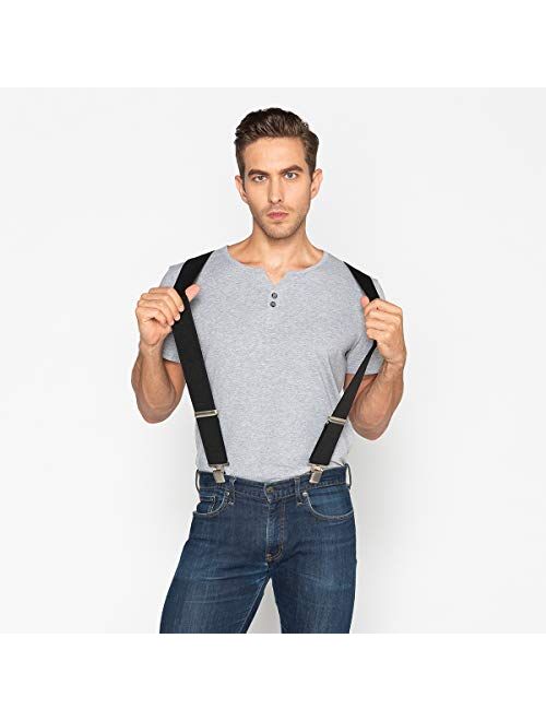 Suspenders for Men, with Heavy Duty Clip Wide X-Back for Work