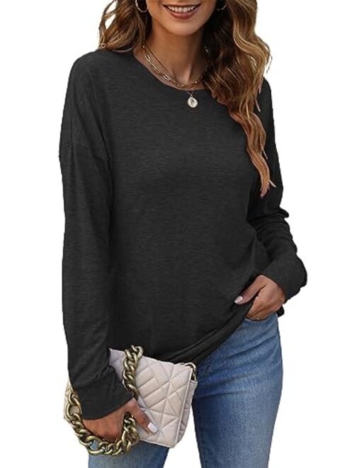 Unidear Womens Casual Long Sleeve Cozy High Neck Solid Sweatshirt with Pocket 