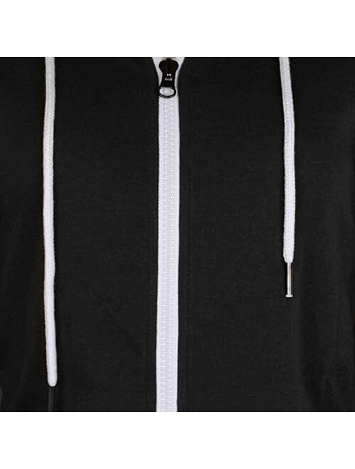 MAJECLO Women's Slim Fit Casual Full-Zip Hooded Lightweight Long Sleeve Sweatshirt 
