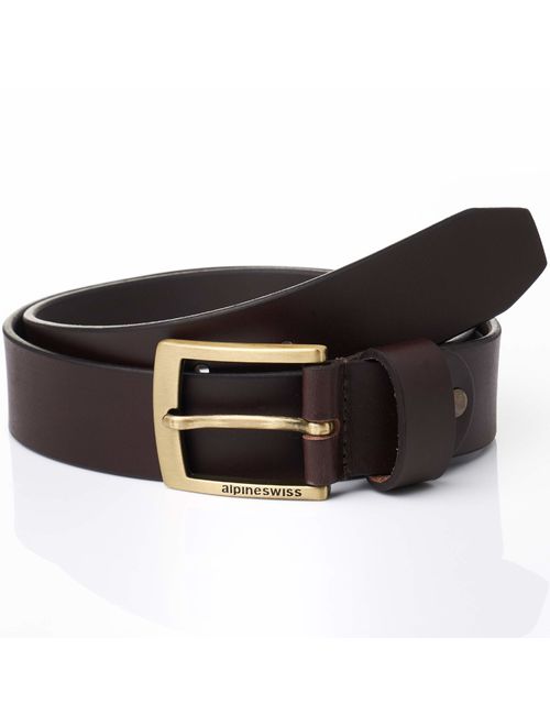 Alpine Swiss Mens Genuine Leather Adjustable Belt Slim 1 1/4