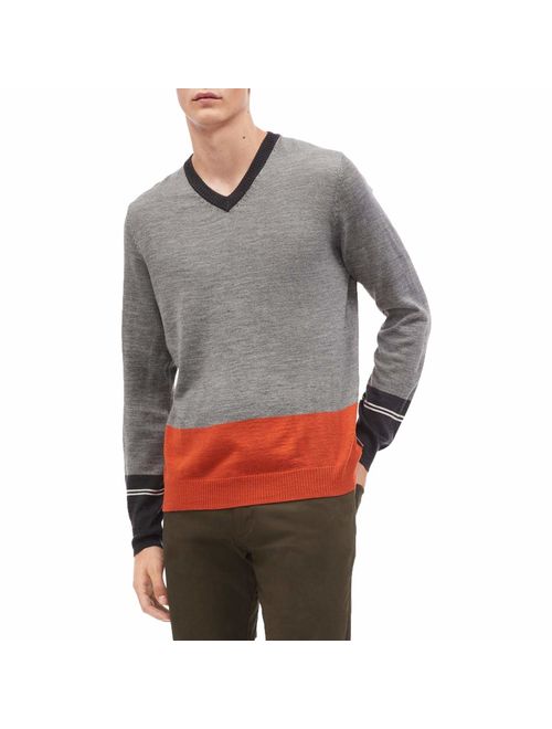 Calvin Klein Men's Merino Sweater V-Neck Stripes