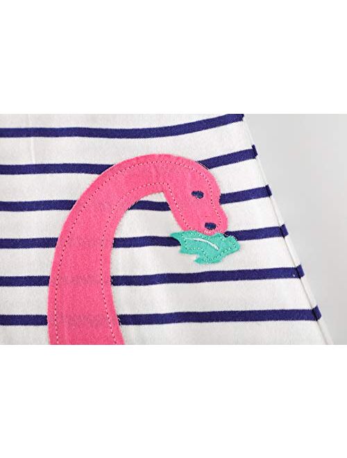 Frogwill Girls Green Dinosaur Tunic Short Sleeve Summer Casual Dress 2-7T