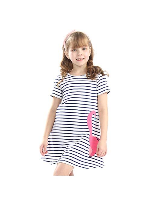 Frogwill Girls Stripe Long Sleeve Party Mini Casual Dresses 3-12 Years