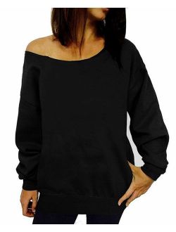 LYXIOF Womens Off Shoulder Sweatshirt Slouchy Shirts Sexy Long Sleeve Pullover Tops