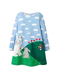 Toddler Girls Dresses Winter Long Sleeve Girl Casual Clohtes for Kids 2-12 Years Xmas Gift
