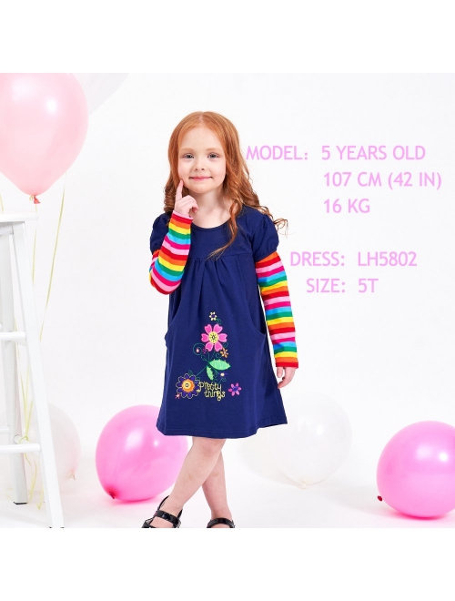 VIKITA Toddler Girls Dresses Winter Long Sleeve Girl Casual Clohtes for Kids 2-12 Years Xmas Gift