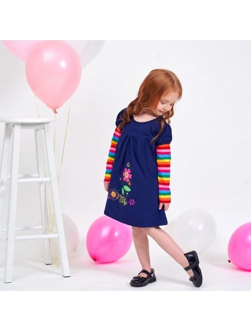 VIKITA Toddler Girls Dresses Winter Long Sleeve Girl Casual Clohtes for Kids 2-12 Years Xmas Gift