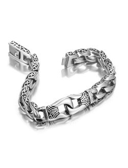 URBAN JEWELRY Amazing Stainless Steel Men's Link Bracelet Silver Black 9 Inch (Gift Box)