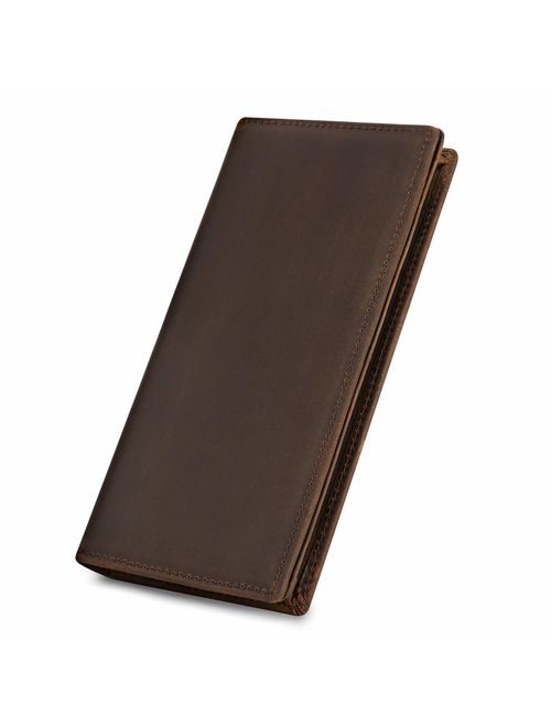 Kattee Men's Vintage Genuine Leather Long Wallet for Checkbook, Credit Cards