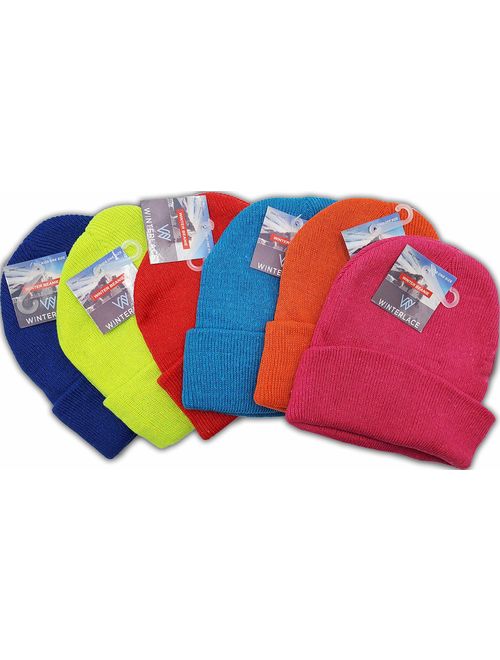 Kids Winter Beanies, 12 Pack Warm Cold Weather Hats Boys Girls Children Gift