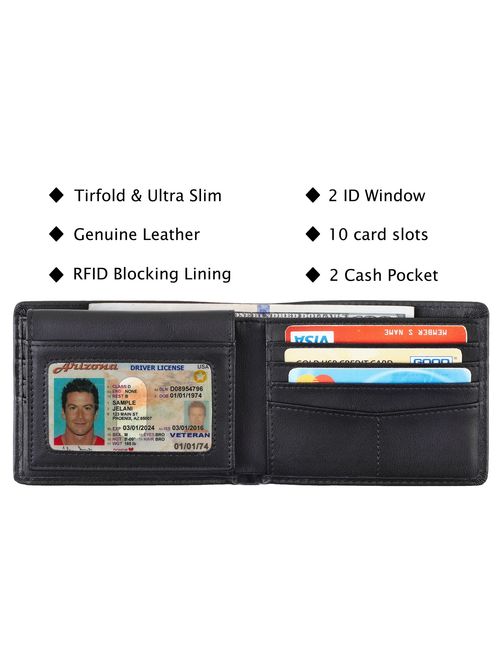 Travelambo RFID Blocking Genuine Leather Bifold Multi Card Wallet Classic