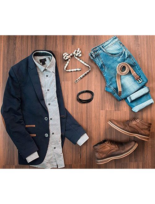 murtoo Mens Leather Bracelet with Magnetic Clasp Cowhide Multi-Layer Braided Leather Mens Bracelet