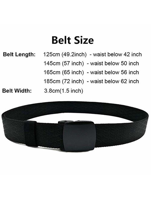 WYuZe Men's Military Tactical Web Belt, Casual Nylon Webbing with No Metal Buckle