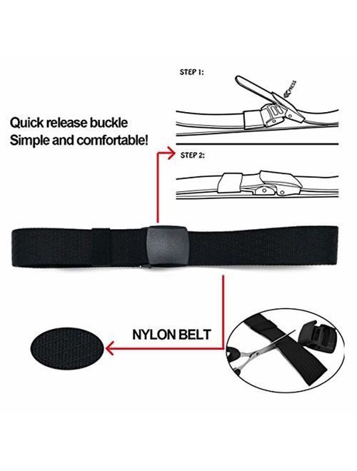 WYuZe Men's Military Tactical Web Belt, Casual Nylon Webbing with No Metal Buckle