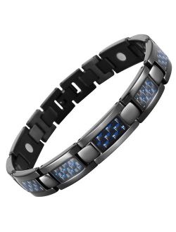 Willis Judd Mens Blue Carbon Fiber Titanium Magnetic Bracelet Adjustable