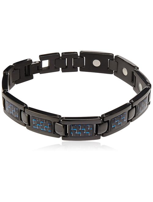 Willis Judd Mens Blue Carbon Fiber Titanium Magnetic Bracelet Adjustable