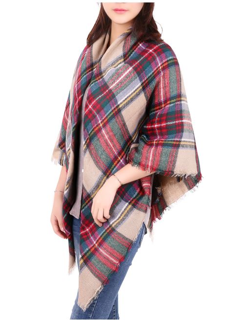 Burnt Orange Throw Blanket Women's Oversized Large Plaid Checked