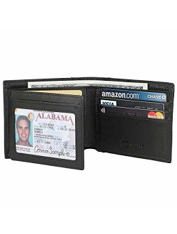 Men's Wallet - RFID Blocking Cowhide Leather Vintage Trifold Wallet