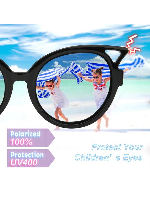 RIVBOS Rubber Kids Polarized Sunglasses With Strap Glasses Shades for Boys Girls Baby and Children Age 3-10 RBK002