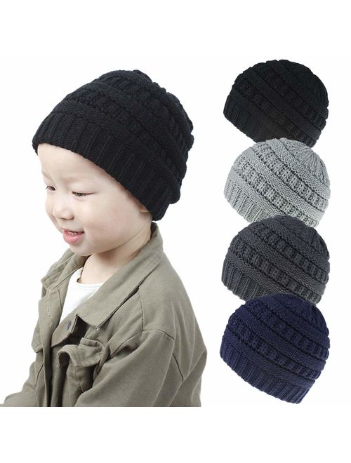 Guozyun Baby Boy's Beanie Hats Cotton Skull Caps for Baby Toddlers Kids Little Boys 6-60 Months 5-Pack