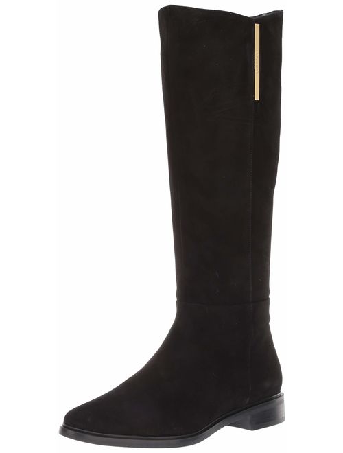 Calvin Klein Women's Francine Knee High Boot, Black Suede, 11 M US