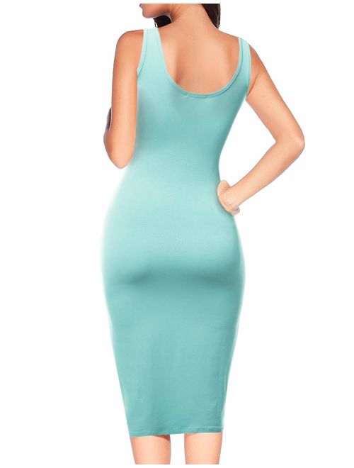 Buy JJ Perfection Women's Scoop Neck Slim Fit Sleeveless Stretchy Tank Midi  Dress online | Topofstyle