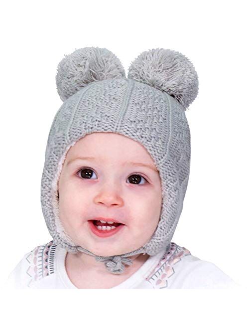 JAN & JUL Fleece Lined Knit Winter Hats for Baby Toddler Kids with Earflap
