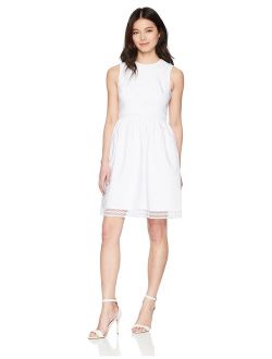 Women's Petite Cotton Fit and Flare with Novelty Trim Dress