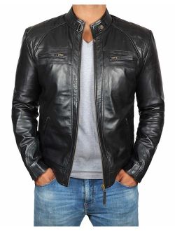 Brown Leather Jacket Racer Real Lambskin Leather Distressed Motorcycle Jacket