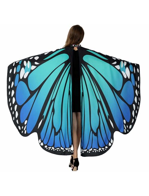 HITOP Butterfly Wings For Women, Butterfly Shawl Fairy Ladies Cape Nymph Pixie Costume Accessory