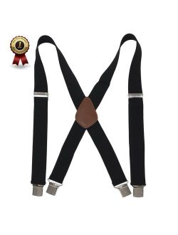 Men' s X Back Suspenders with 4 Quality Controlled Clips & 1.4